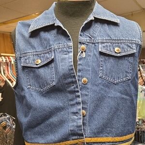 Women's Blue Denim Vest with Button Detail